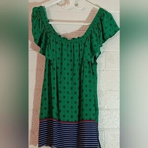 Green Off-Shoulder Ruffled Women's Top